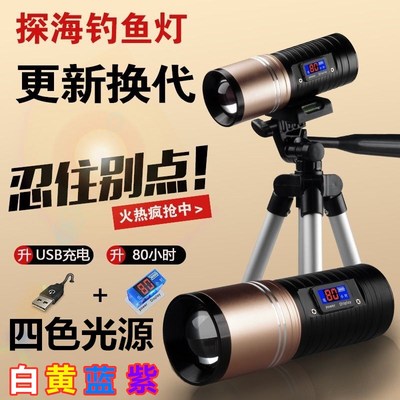 夜钓灯强光钓鱼灯蓝光灯远射雷射灯超亮紫光蝎子灯大功率手电筒