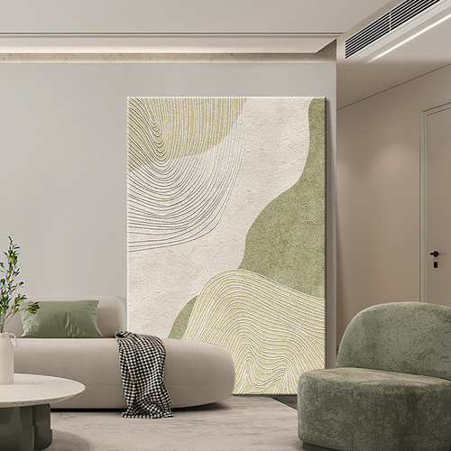 奶油风沙发背景墙装饰画抽象肌理画玄关挂画立体砂岩画客厅落地画