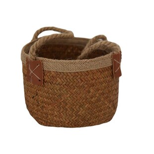 手提篮子手工编织筐手拎包海草编织篮子创意竹篮藤编盆鲜篮