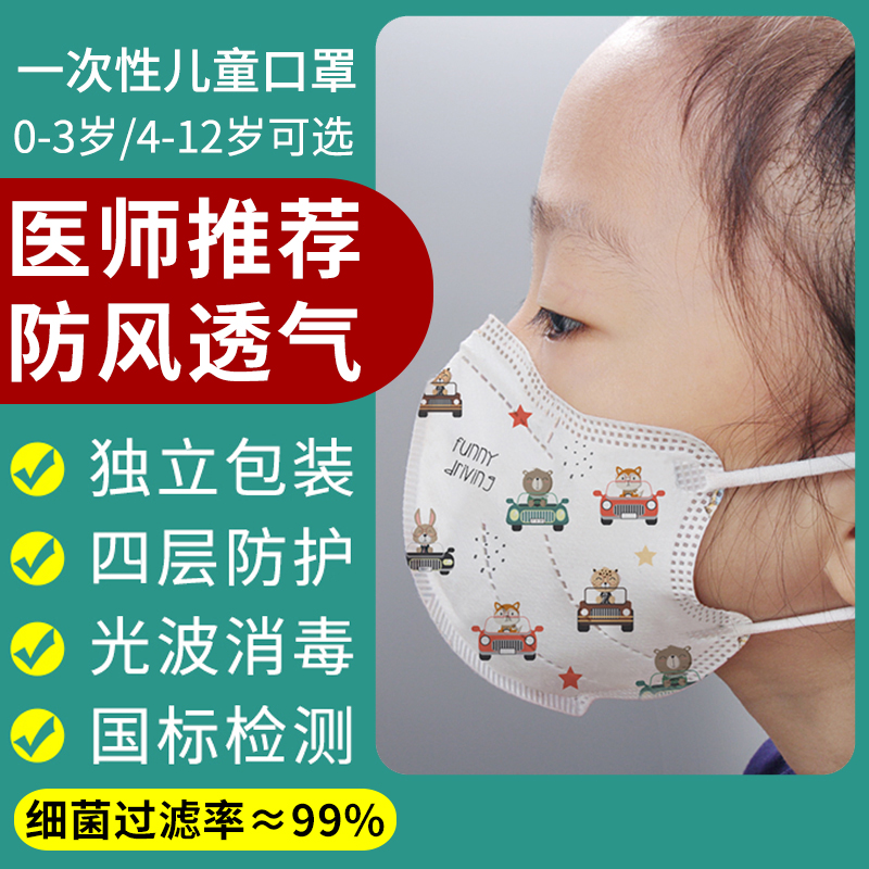儿童口罩3d立体女孩专用一次性单独包装公主口耳罩冬季女生口罩
