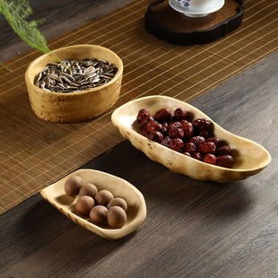 竹根果盘竹制水果点心盘天然家用茶几干果盘茶点盘W实木零食瓜子