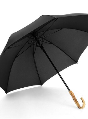 真竹节雨伞女长柄大号自动英伦绅士复古男森系人纯黑蓝灰色