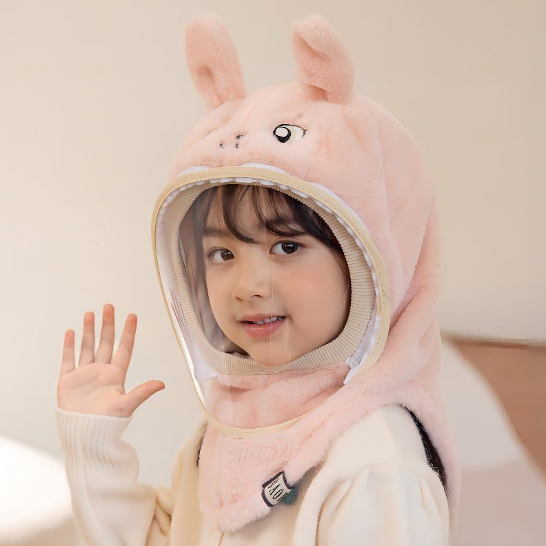 一体保暖飞沫透明防风神器防护罩起雾不防面罩冬季高儿童保护全脸