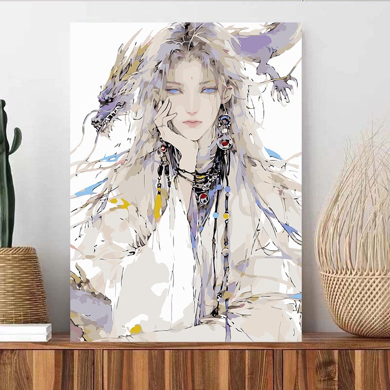 新款古风人物数字油画diy国潮中国风丙烯手工涂色解压中式装饰画图片