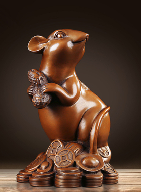 纯紫铜老鼠摆件家居生肖鼠办公室招财装饰品家居高档礼品送领导