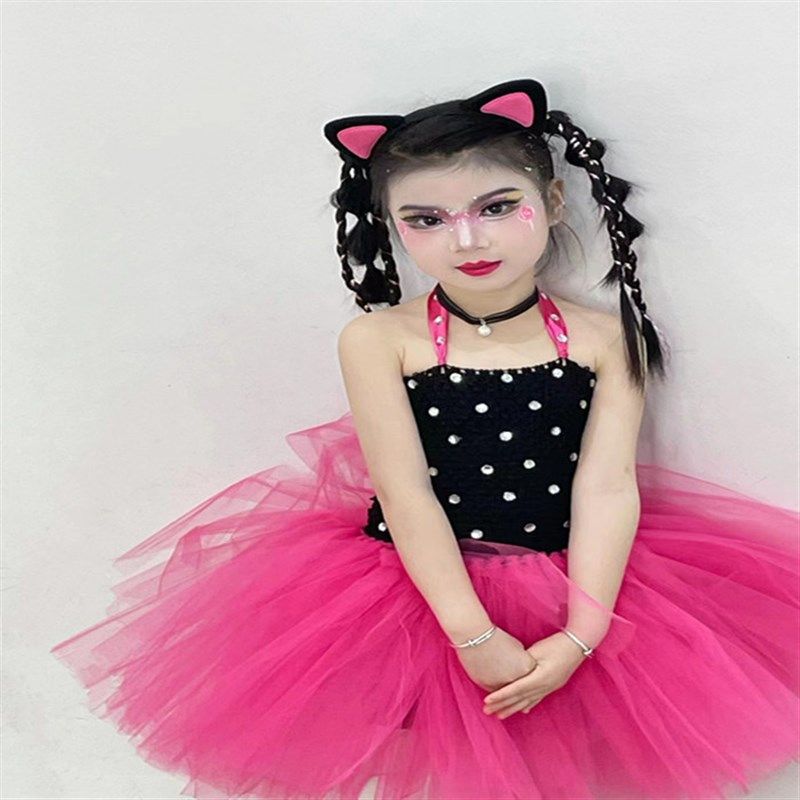 六一儿童小猫咪舞蹈蓬蓬纱裙演出服女童三只小猫装扮学猫叫表演服