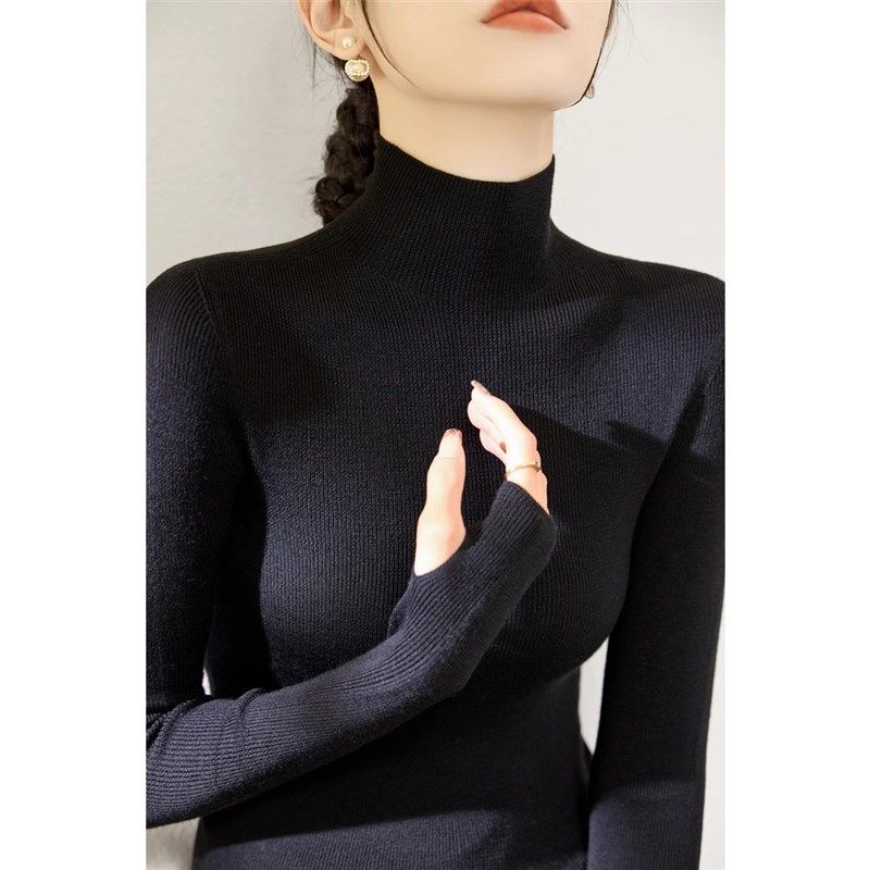 黑色半高领针织打底衫女春秋新款高级感内搭修身显瘦套手指上衣,孕妇装/孕产妇用品/营养,孕妇瑜伽背心/T恤,淘宝优惠券,粉丝福利购,淘宝优惠卷