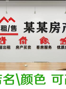房屋房产中介墙贴玻璃门贴纸w公司办公室背景墙面装饰品广告3d立