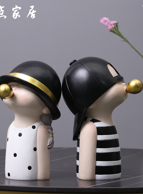 摆件北欧轻奢现代创意吹泡泡电视柜桌面玄关客厅电视桌可爱装饰品