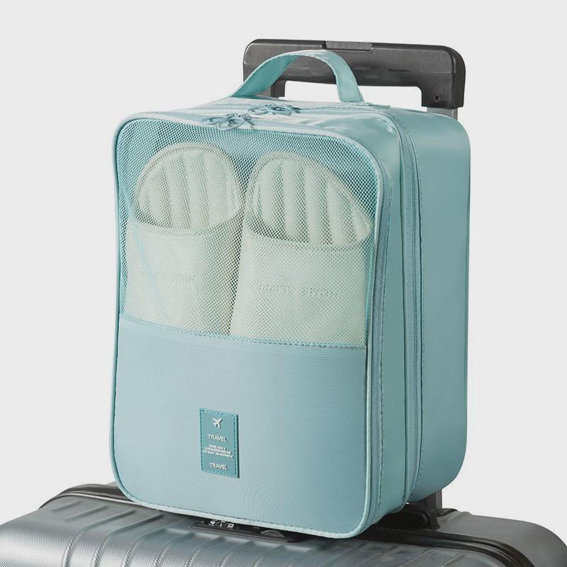 新款斜纹防水鞋套旅行收纳三层鞋包牛M津布包袋外出旅行鞋