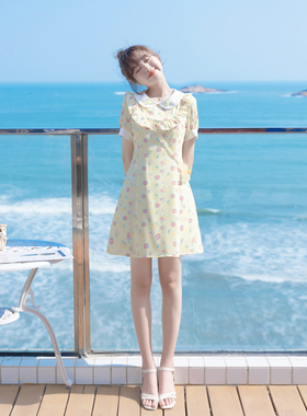 2025年夏天甜美仙女连衣裙女夏减龄雪纺碎花小个子薄款娃娃装裙子