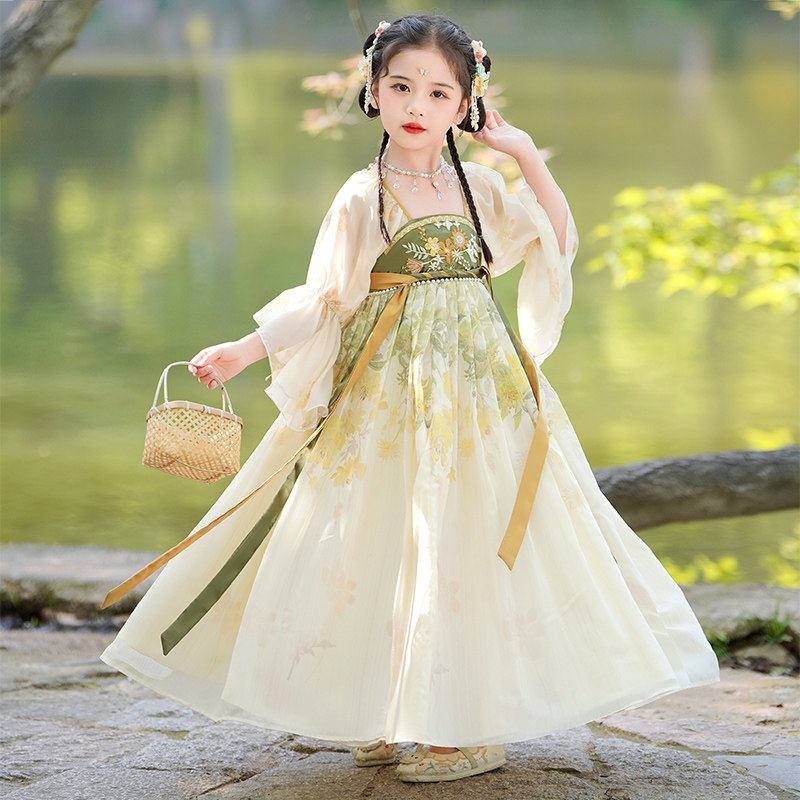 汉服女童2023新款夏季古装超仙女款儿童夏款古风小女孩公主裙夏装图片