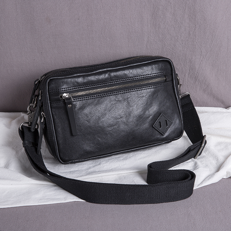 单肩包男真皮斜挎包横款小背包头层牛皮休闲皮质潮牌简约日系小包