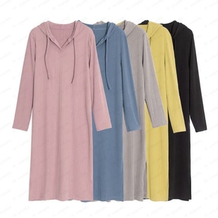 连衣裙早秋款 针织弹性2021.年新款 长款 连帽春秋季 t恤 长袖 孕妇秋装