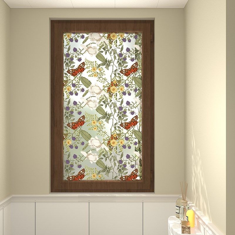 欧式高级感藤蔓花卉玻璃贴膜复古装饰贴画透光不透人加厚静电贴纸,家居饰品,家居保护膜,淘宝优惠券,粉丝福利购,淘宝优惠卷