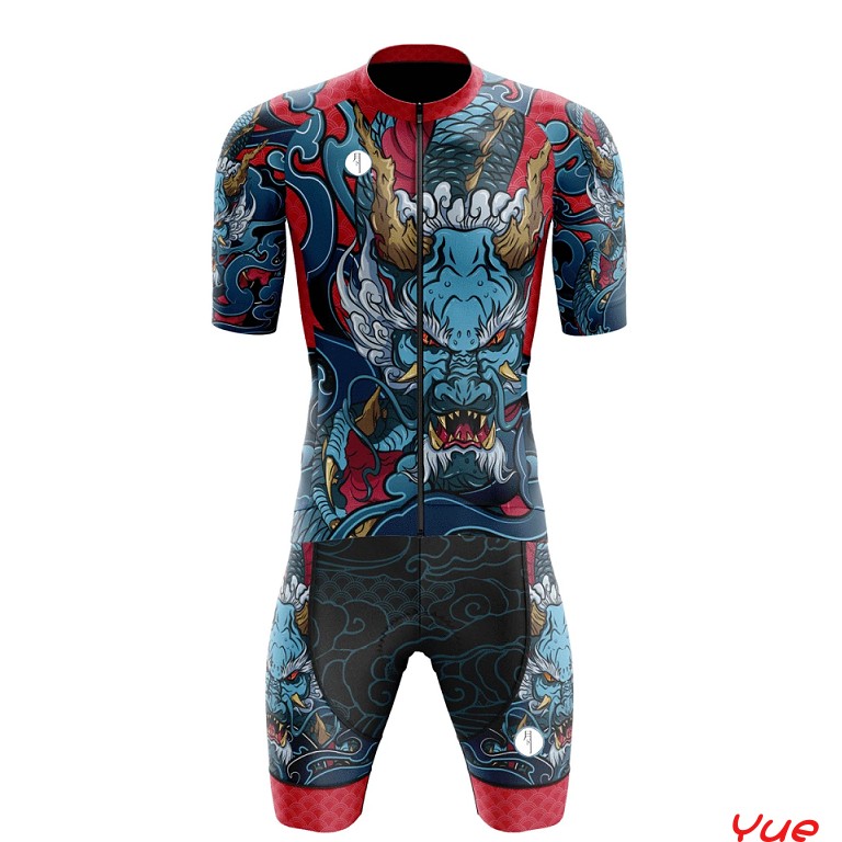 2022c新款月下骑行自行车夏季骑行服短袖上衣背带裤男女专业单车