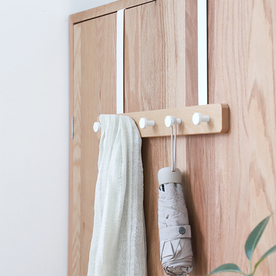 门上免打孔门框门后挂钩入户挂钩壁挂超薄衣服挂架置物架实木衣架