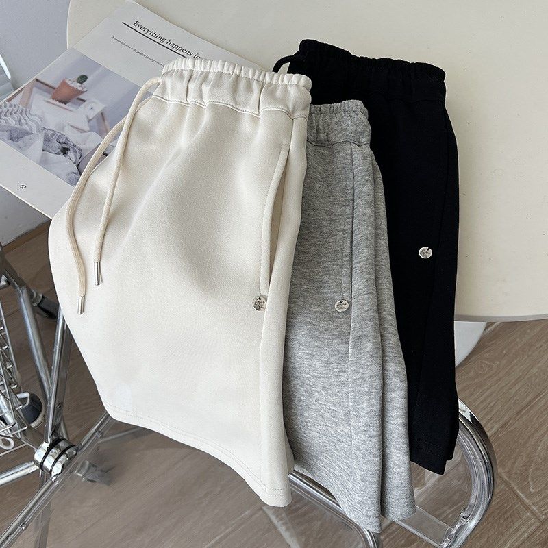 简约棉质高腰运动短裙女夏季新款减龄宽松显瘦a字半身裙纯色裙裤