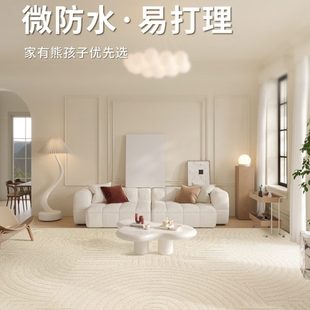 奶油风轻奢硅藻丝易打理卧室地毯 客厅地毯防水可擦免洗2023新款