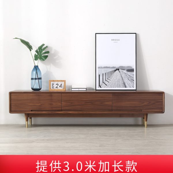 北欧风纯实木电视柜胡桃木地柜现代简约小户型矮柜客厅橡木储藏柜