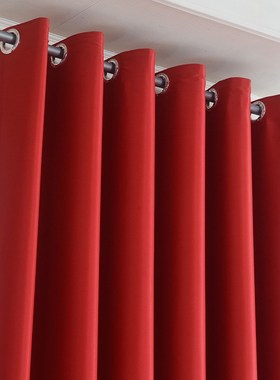 大红色窗帘遮光喜庆婚p庆婚房结婚窗帘背景中国红卧室窗帘布料成