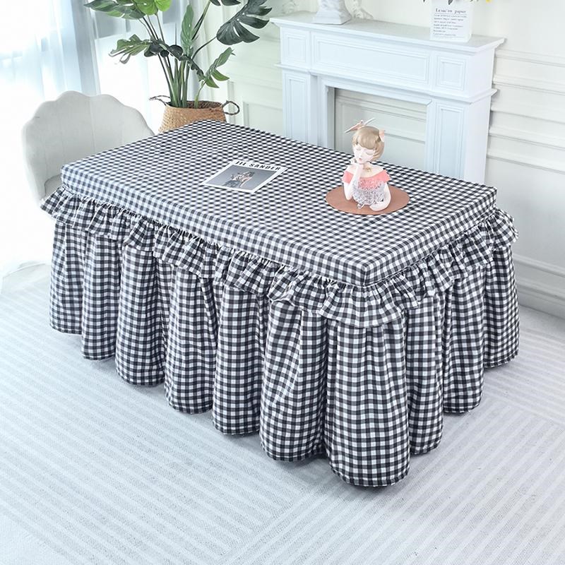冬季新款加绒加厚黑白格子烤火被子可揭盖家用茶几烤火罩保暖桌罩