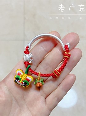 龙宝宝婴儿童成人编织银手镯半镯999纯银本命年红绳银手镯银手绳