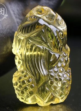 天然黄水晶貔貅吊坠财缘黄色皮丘挂件项链男女款时尚个性饰品礼物