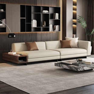 意式极简罗杰头层牛皮真皮沙发高端客厅转角大户型别墅组合