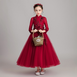 女童晚礼服公主裙小孩花童婚纱主持人少儿童模特走秀钢琴表演出服