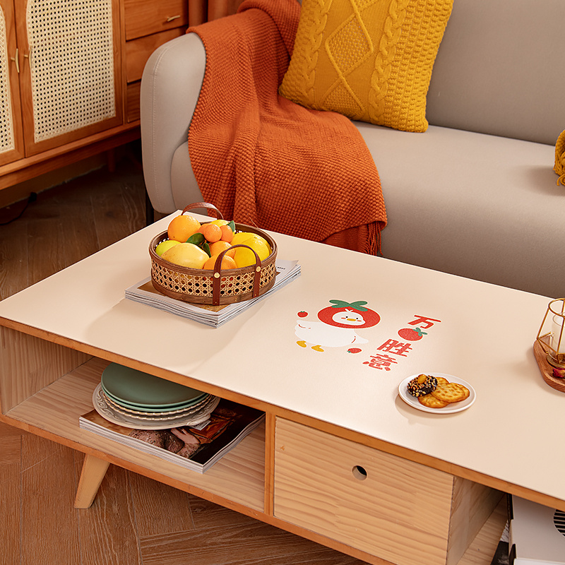 日式茶几桌布防水防油免洗茶几垫PVGC防烫皮革桌垫长方形餐桌布