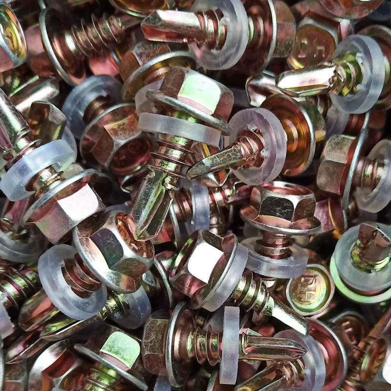 外六角钻尾丝彩燕尾自钻r钉尾钉罗锌丝转巨垫带自攻自螺丝瓦螺新