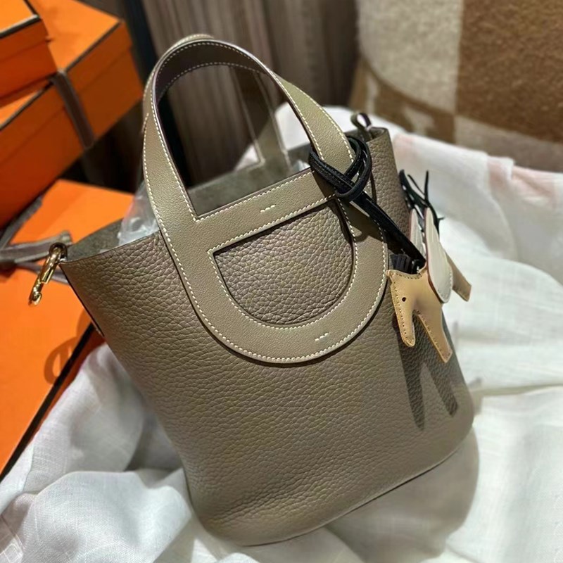 包包2024新款包包猪鼻子菜篮子女包水桶包头层牛皮X单肩斜挎百搭