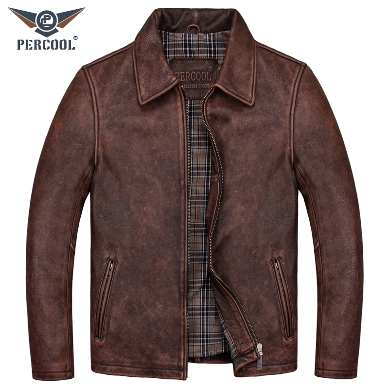 新款皮衣男装真皮夹克复古做旧头层纯牛皮休闲短款外套翻领上衣单