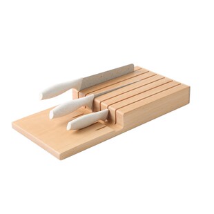 实木卧式抽屉式刀架厨房横放榉木刀座座置物架家庭收纳盒刀托北欧