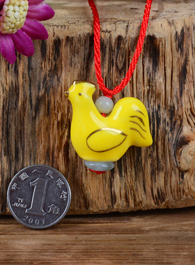 陶瓷黄色小吊坠老鼠牛虎兔龙蛇马羊猴子鸡狗猪描金12生肖属相项链