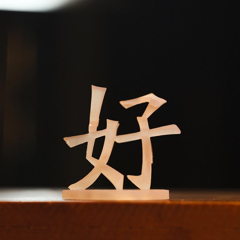 你和我好坏对错黑白福祸危机立体字视觉错觉旋转3D打印装饰小摆件