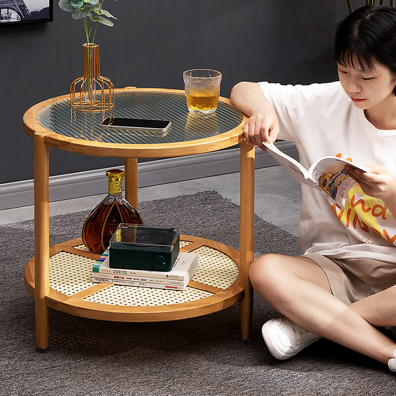 圆形边几小茶几沙发侧边柜圆桌子床头角几迷你简易家用小户型阳台