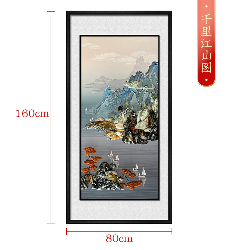 新中式入户玄关装饰画客厅走廊过道挂画高档大气立体玉雕壁画新款图片