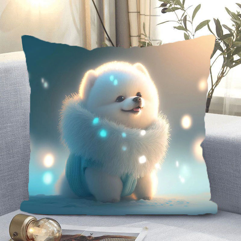 高颜值小白狗十字绣diy自己线绣抱枕一对卧室车用靠枕套手工制作