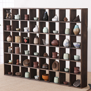 老憨工艺博古架茶架展示架多宝阁置物架实木中式茶杯架茶壶收纳架