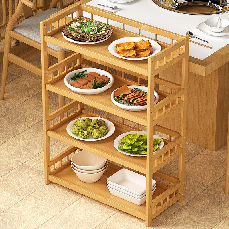 火锅架子放菜商用饭店串串烤肉放菜品层架楠竹厨房蔬菜置物架落地