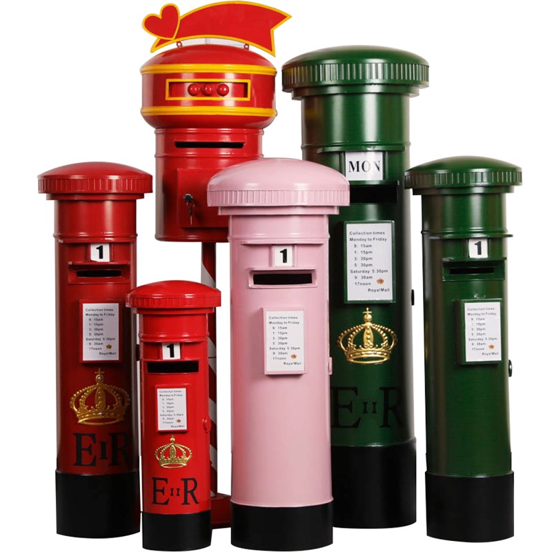 欧式邮筒摆件大号邮政模型复古邮箱信箱铁艺摆件酒吧商场美陈装饰