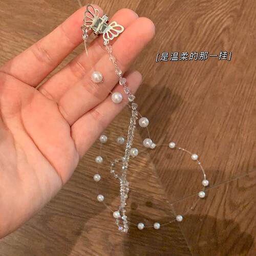 珍珠发夹编发头饰仙女网红百搭隐形发线珍珠链高级感发饰发链发卡