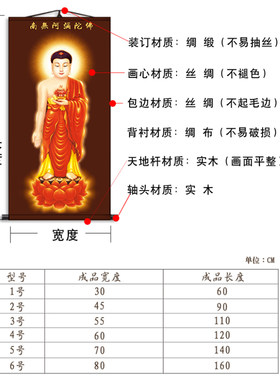 佛像挂画南无阿弥陀佛挂像西方三圣菩萨画像竖版如来卷轴装饰国画