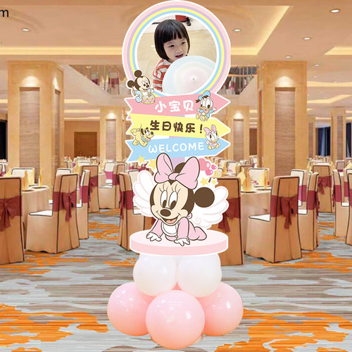 百日宴布置宝宝周岁百天生日海报场景装饰气球kt板满月迎宾牌定制