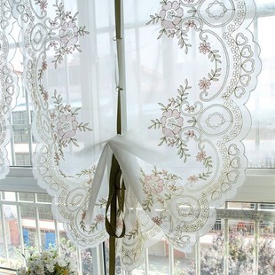 韩式双层罗马帘成品免打孔粘贴窗帘隔断提拉帘升降气球帘扇形窗纱