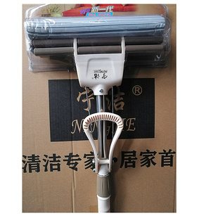 宁洁海绵拖把滚动排拖式滚轮式拖地胶棉吸水拖地拖布直杆