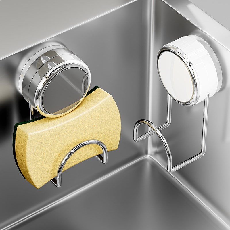 吸盘海绵沥水架厨房家用免打孔挂架水槽百洁布钢丝球洗碗擦置物架