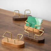 名片夹创意黄铜名片盒实木商务售楼部酒店公司前台名片架